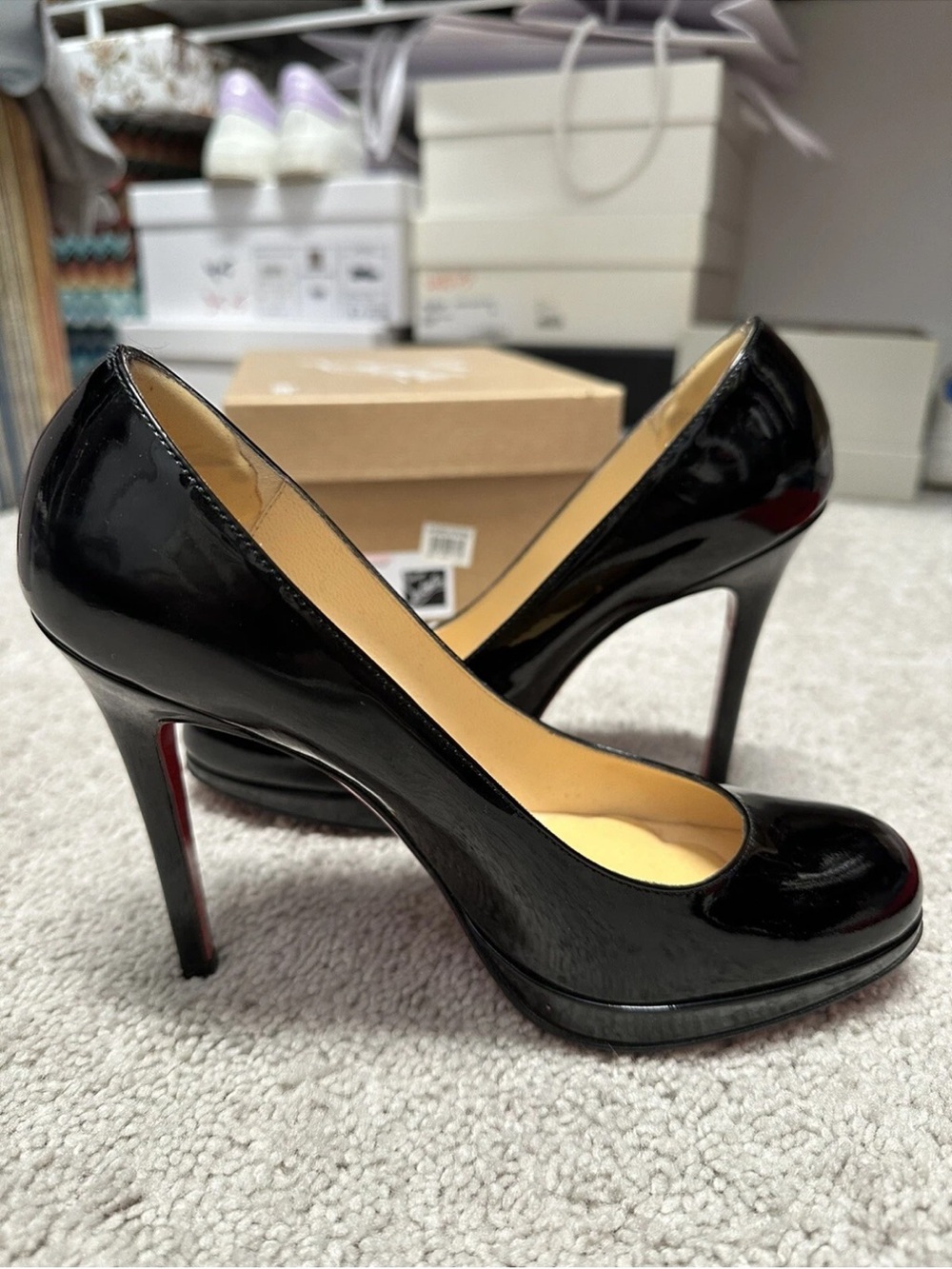 Christian Louboutin Womens Shoes Heels Simple Pump 120 Black Patent Calf 35.5